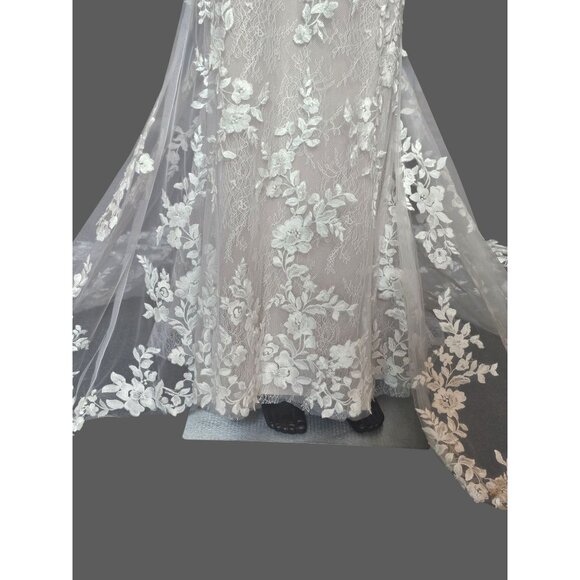 NWOT Ivory/Cappuccino Illusion Bodice Fit/Flare Wedding Gown  - Mori Lee - Picture 7 of 16